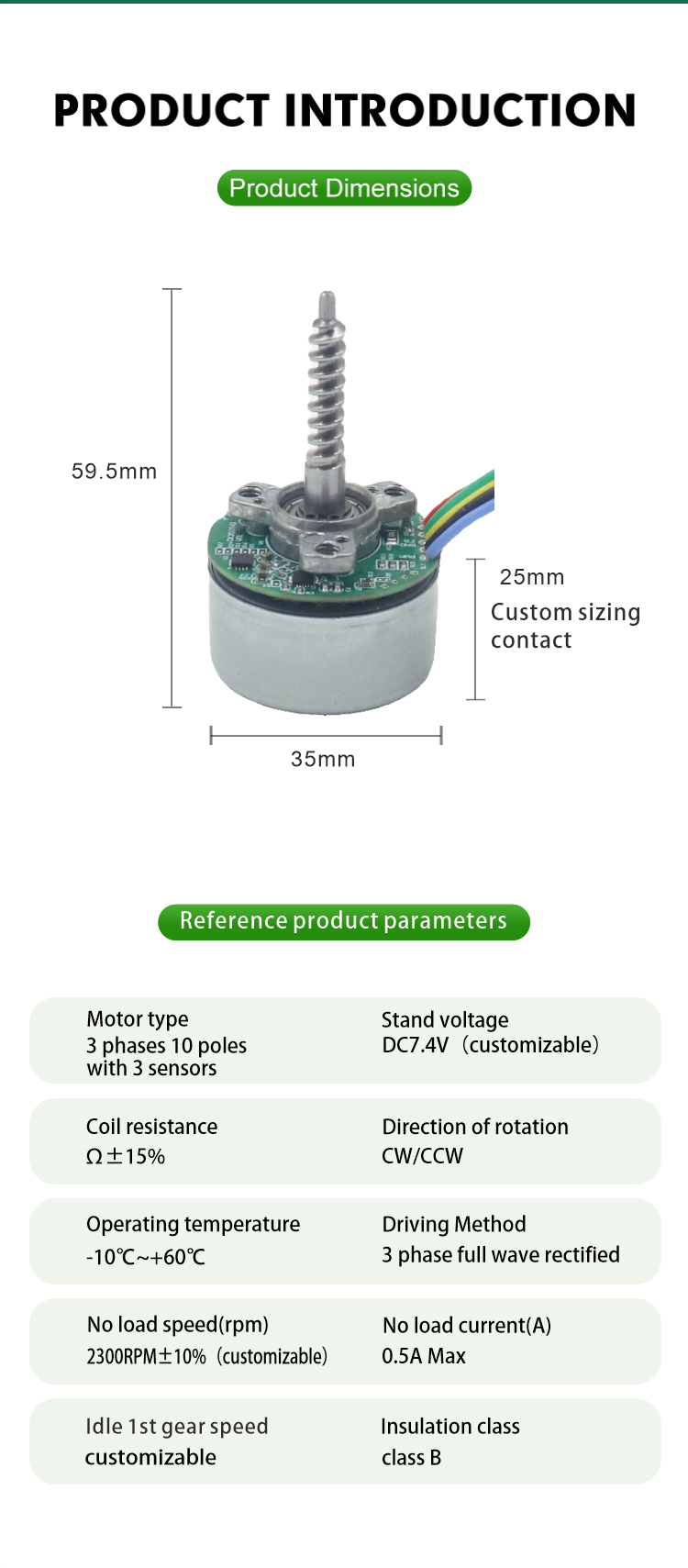 Brushless DC Motor Model JQBL-3503 View 8