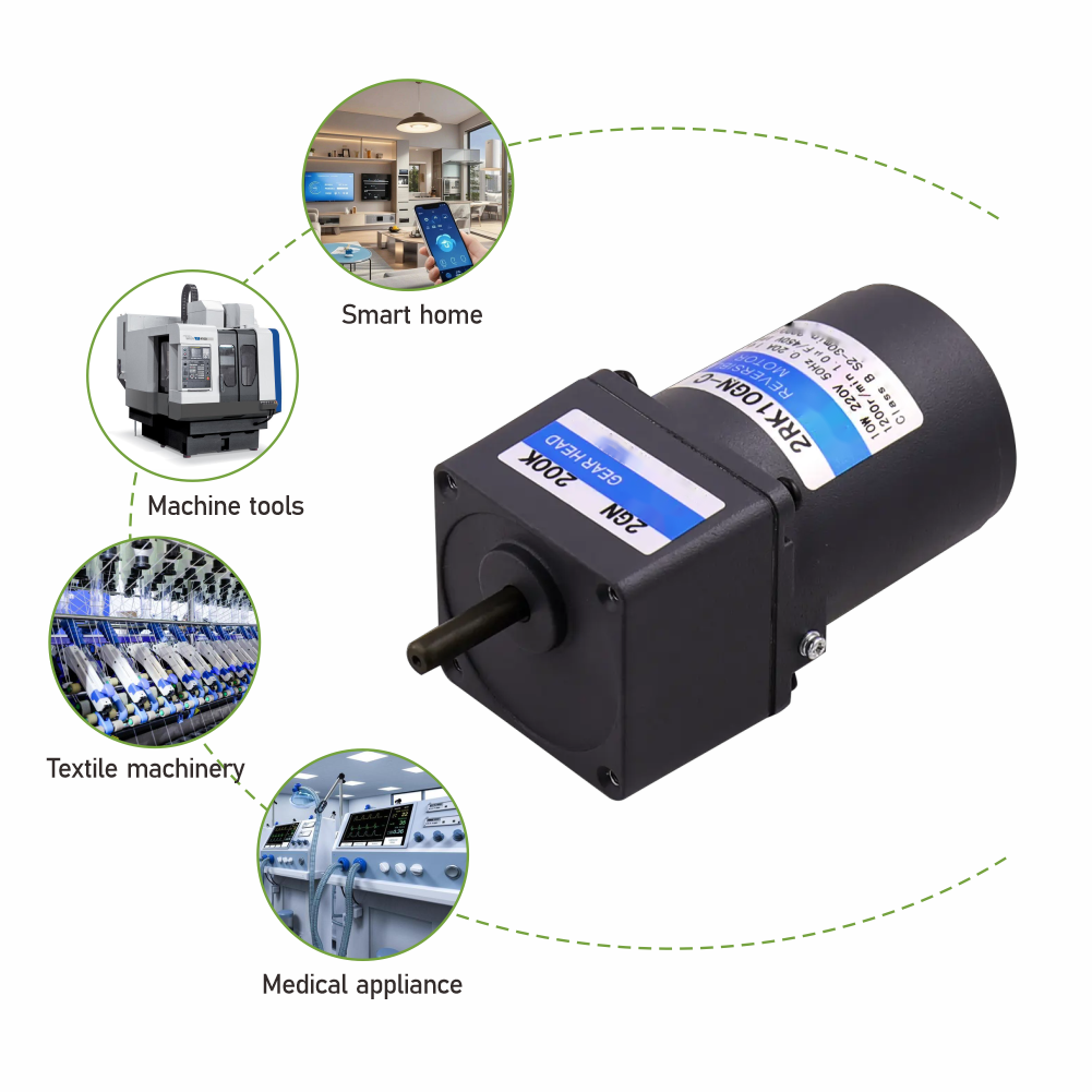 Adjustable Speed Reversible Single Phase AC Gear Motor with High Torque Gearbox for Automatic Packaging Line