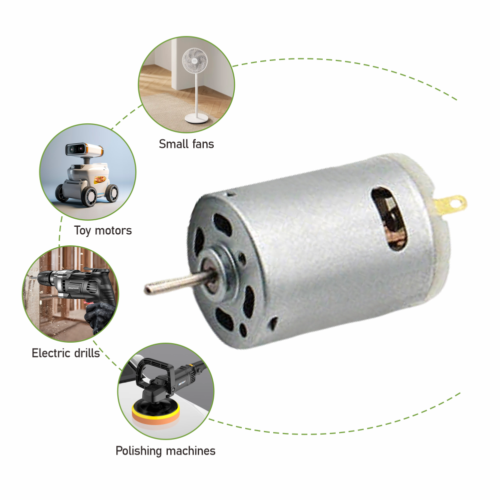 High-Torque 7600rpm 12V Mini Brushed DC Motor for Automotive Applications and Electric Bikes