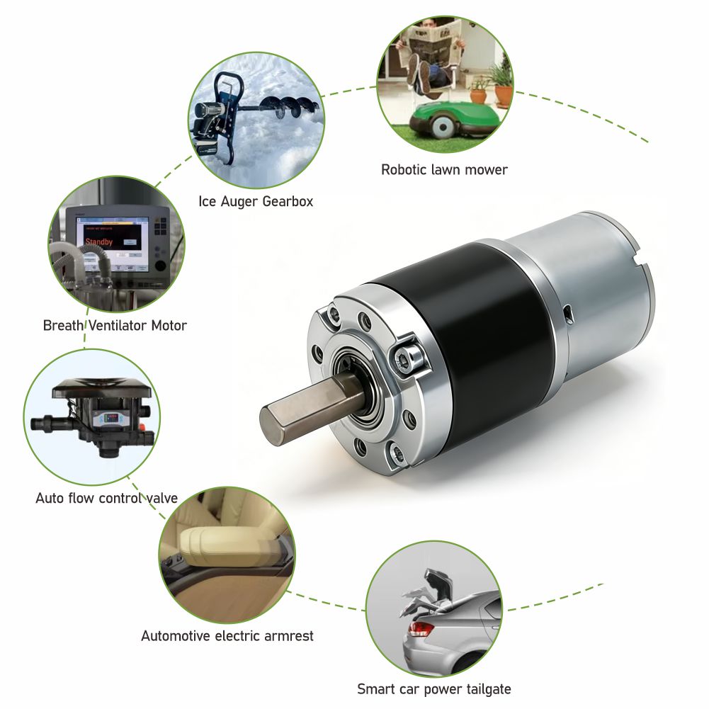 Compact Brush DC Motor with 24v 4500RPM Planetary Gear System for Household Appliances