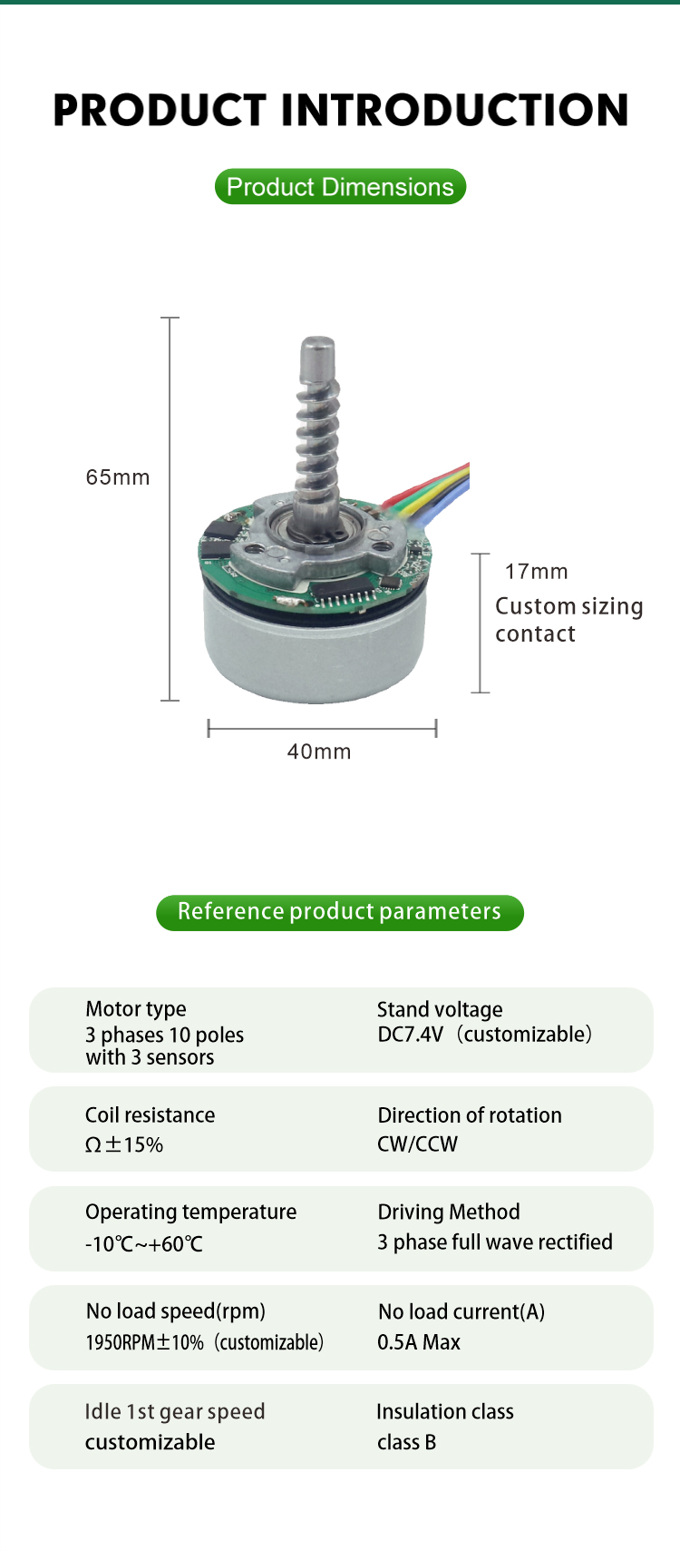 Brushless DC Motor Model JQBL-4006 View 2
