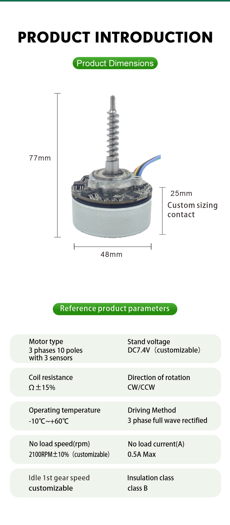 JQBL-4802 Brushless DC Motor Rear Angle