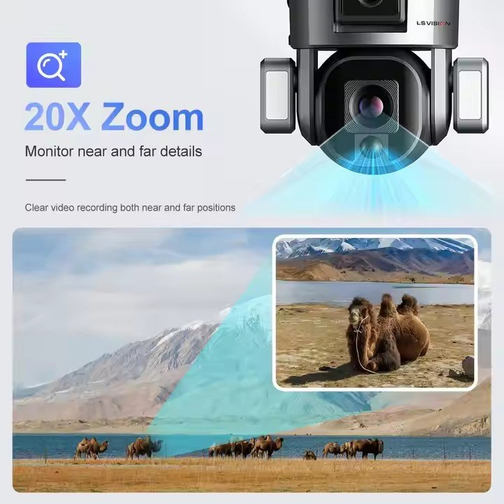 4G Solar Security Camera 4K 20X Optical Zoom Face Human Recognition Night Vision Full Color IP Solar CCTV Camera