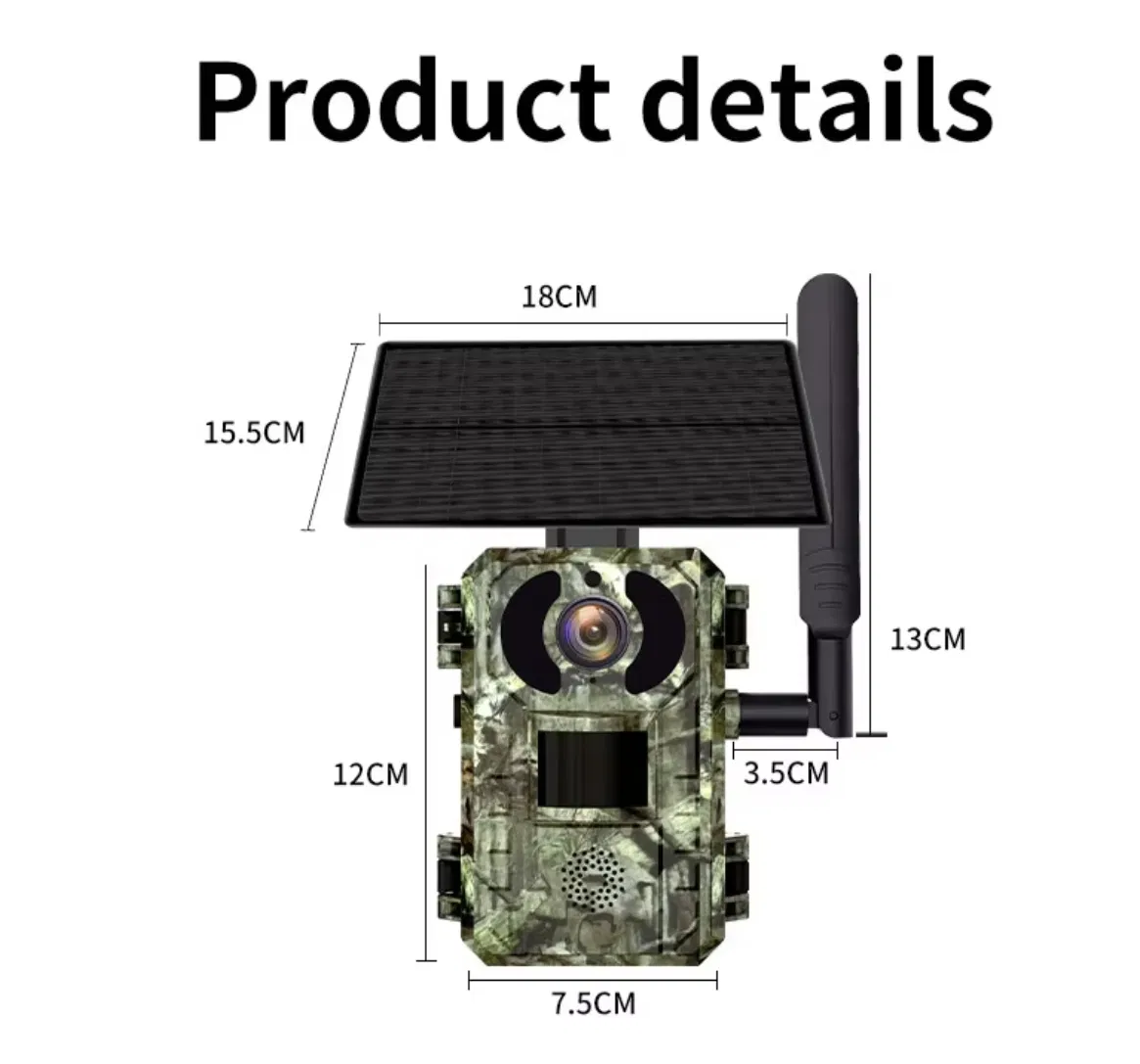 Us Edition 4G LTE Cellular 4MP Hunting Trail Camera with 4W Solar Panel Wildlife Night Vision IP66 Waterproof Camera H10