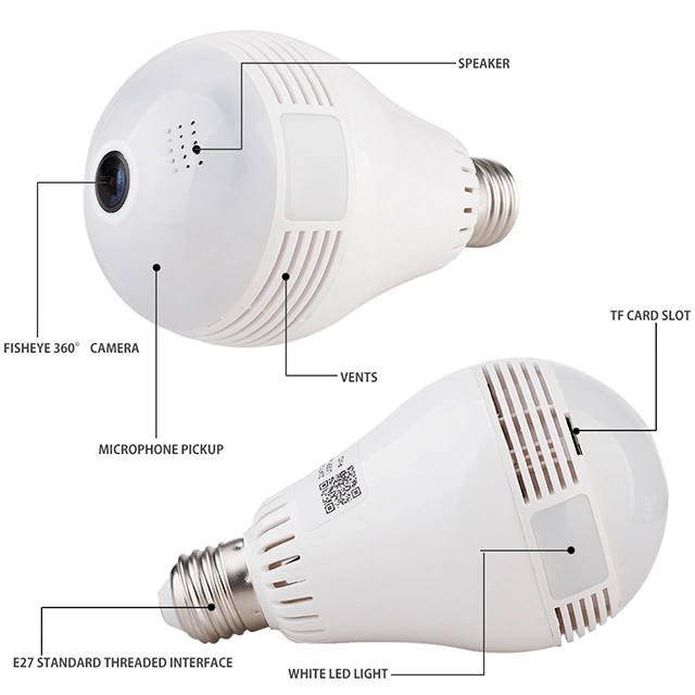 Wardmay V380 PRO 360 Degree Fisheye Lens Panoramic WiFi Wireless Light Bulb Camera