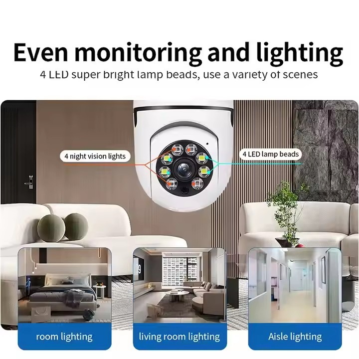 Home Security Human Motion Tracking Two Way Audio WiFi Light Bulb Camera