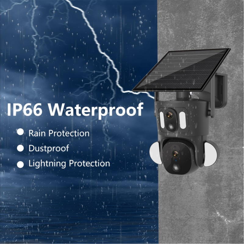 8MP Dual Lens Solar Battery Powered Wireless 4G WiFi Security IP Outdoor PTZ CCTV Solar Camera with Solar Panel