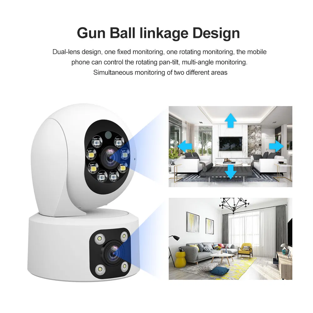 Srihome Sh049 2MP+2MP Dual Lens Camera Two Way Audio Full Color Night Vision WiFi CCTV Camera - EU Plug