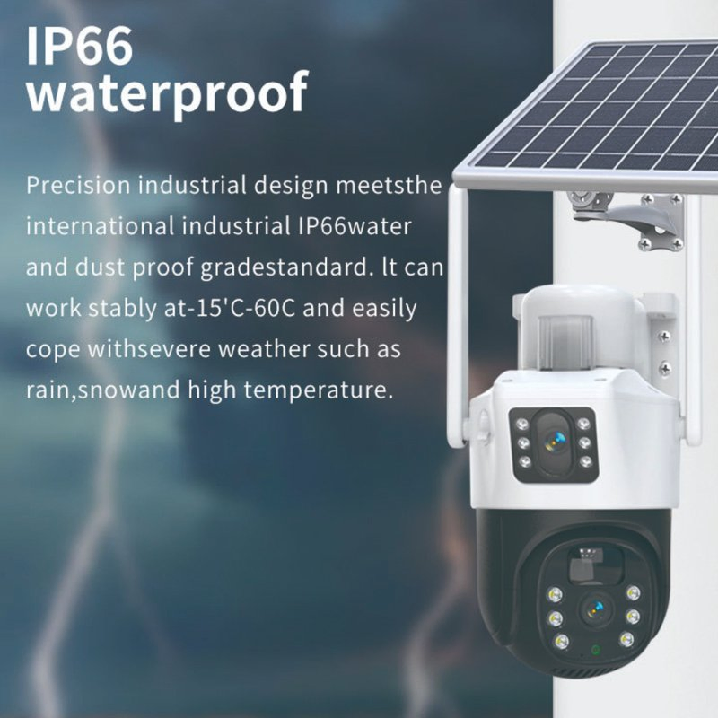Solar 4G SIM Card IP Camera Outdoor Waterproof PIR Human Detect PTZ Camera 24 Hours Recording
