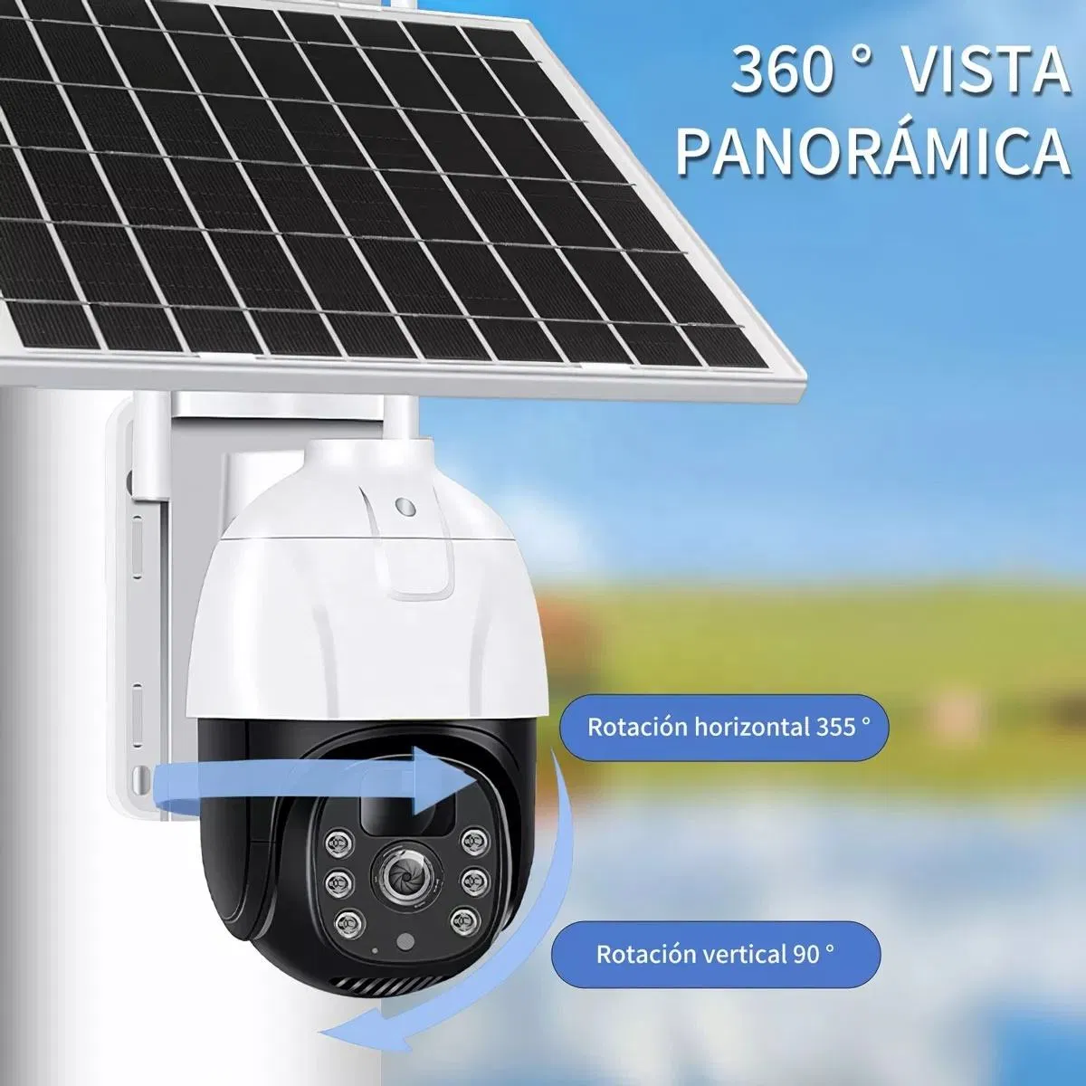 Security WiFi 4G 360° View Battery Powered PIR Sensor Solar Ring Camera Outdoor Wireless