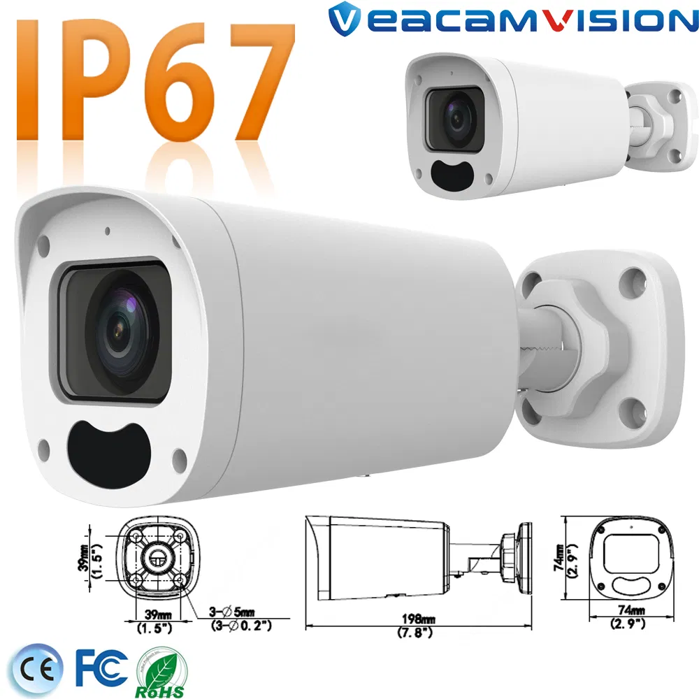 SD Card Slot Bullet IP67 Outdoor Waterproof WiFi 4G IP Network Camera with Built-in Mic and Poe Power