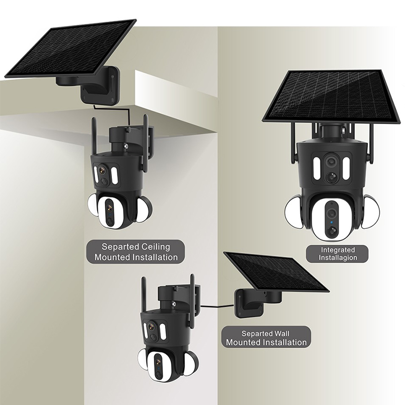 8MP Dual Lens Solar Battery Powered Wireless 4G WiFi Security IP Outdoor PTZ CCTV Solar Camera with Solar Panel