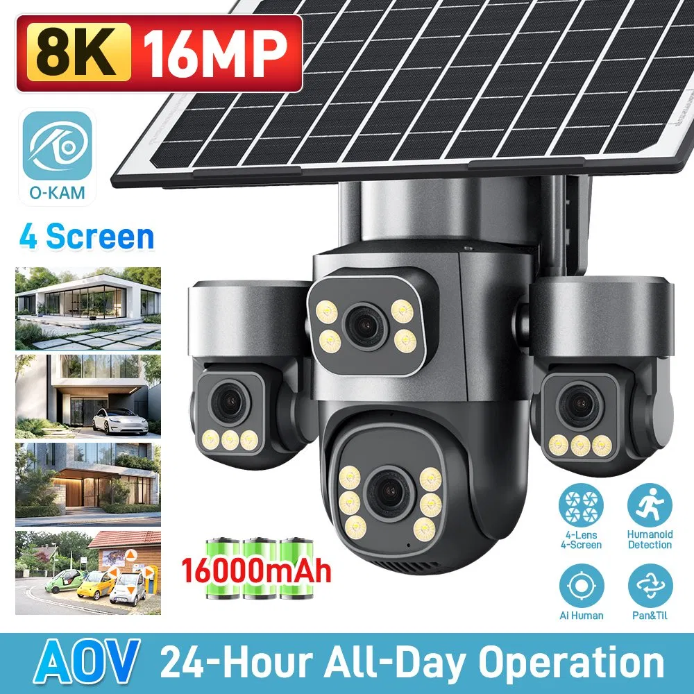 Aov Quad Vision 4G Camera - Night Vision Full Color Option - Large Capacity Battery - Voice Communication - PTZ - Cloud Storage - CE Certification - CCTV Camera
