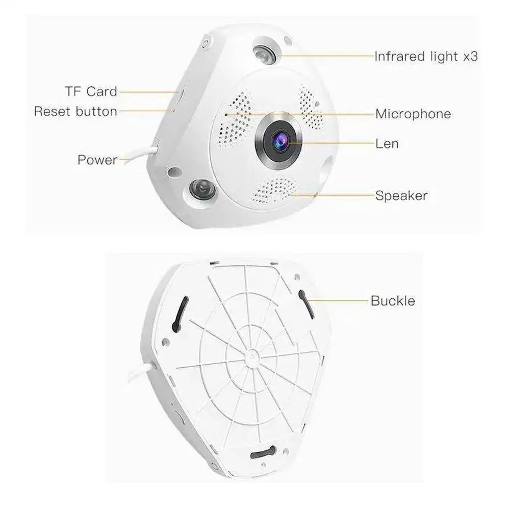 360-Degree WiFi Indoor Fisheye Camera with Night Vision