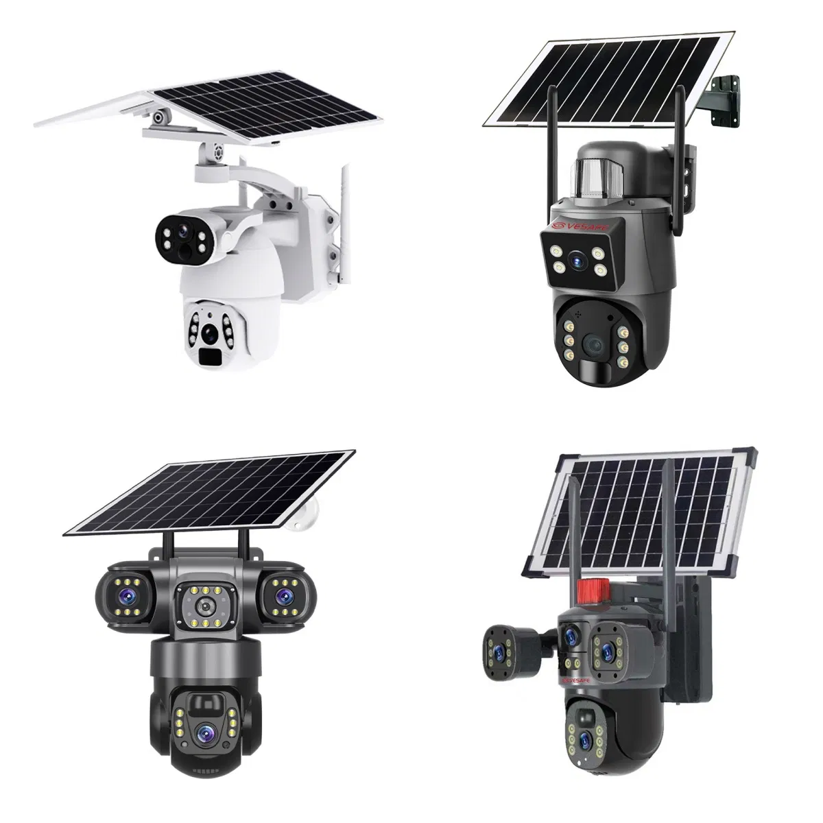 4K Dual-Lens Double Video Battery Solar Powered Camera WiFi CCTV Security Camera