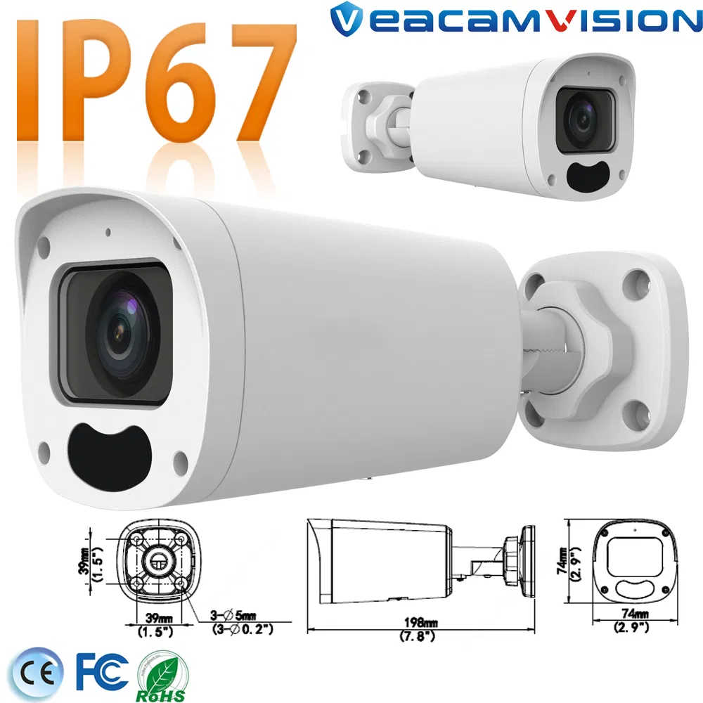 SD Card Slot Bullet IP67 Outdoor Waterproof WiFi 4G IP Network Camera with Built-in Mic and Poe Power