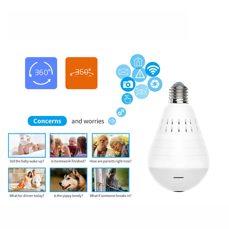 Bulb Light Wireless IP Camera Fisheye 960p 360 Degree CCTV Camera 1.3MP Home Security WiFi Camera Bulb (ec75) P12
