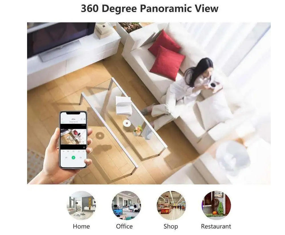 360-Degree WiFi Indoor Fisheye Camera with Night Vision