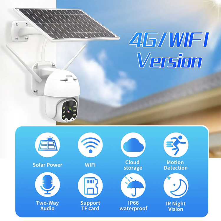 Popular Security Cameras 3MP 2 Way Audio WiFi Tuya APP Smart PTZ Camera PIR Detection 4G SIM Card Solar Camera Outdoor