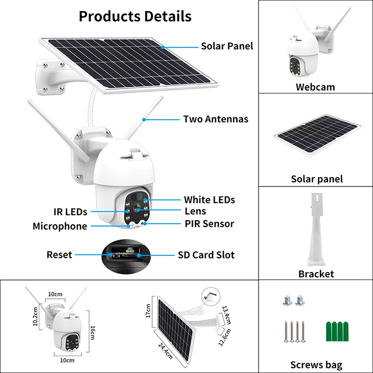 Popular Security Cameras 3MP 2 Way Audio WiFi Tuya APP Smart PTZ Camera PIR Detection 4G SIM Card Solar Camera Outdoor