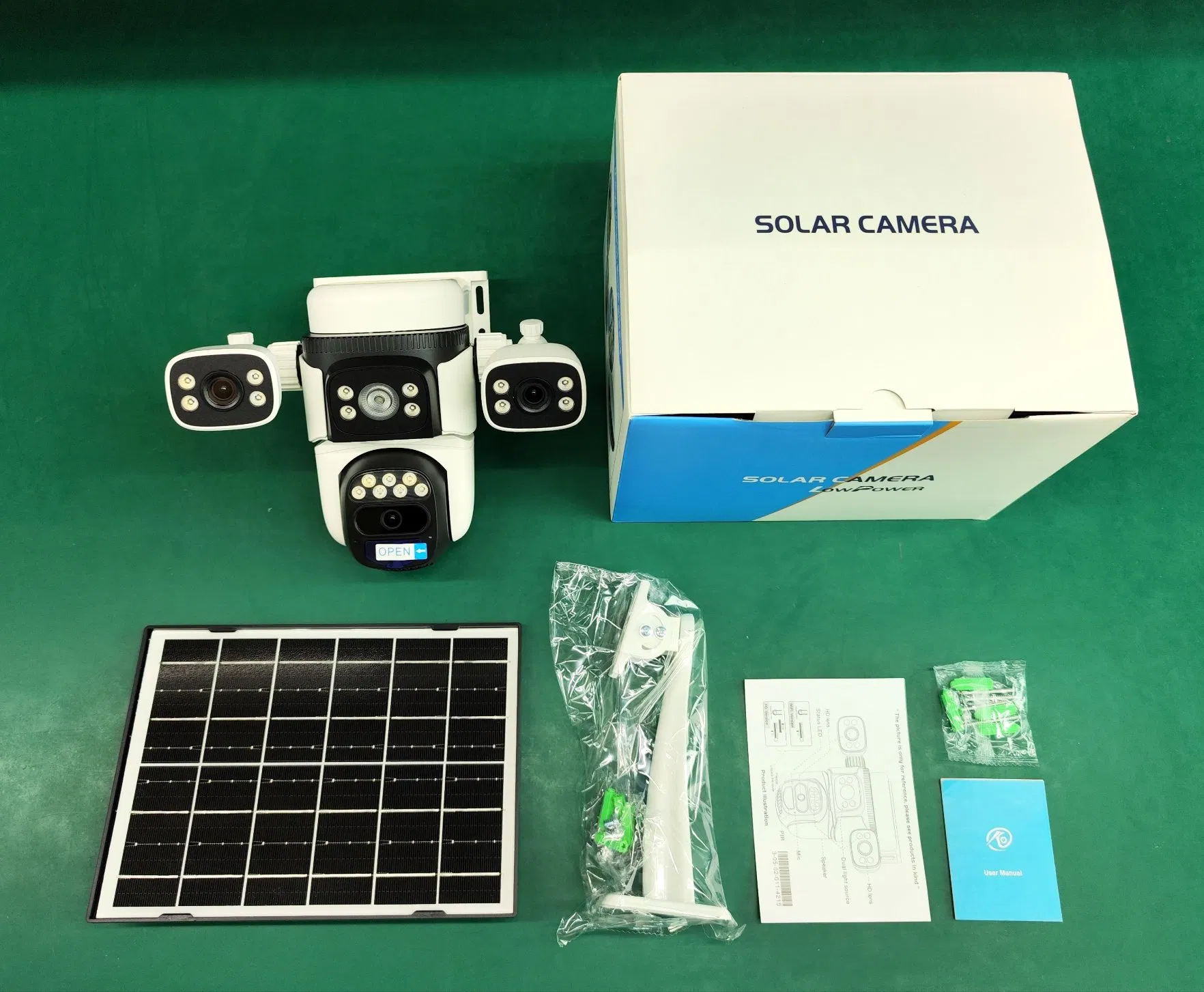 4K Dual-Lens Double Video Battery Solar Powered Camera WiFi CCTV Security Camera