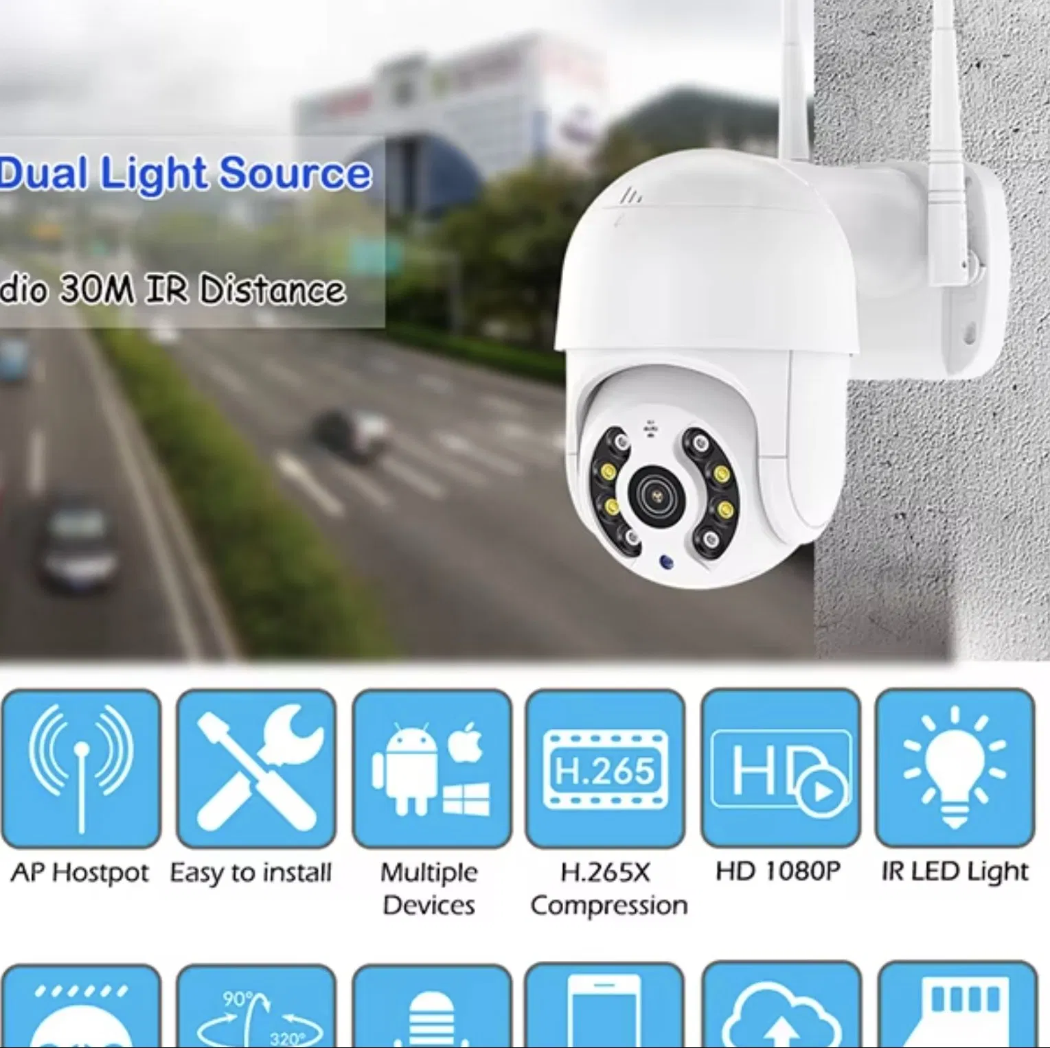 OEM 3MP 360 Auto Tracking Icsee H. 265 Security Video Outdoor Waterproof Wireless WiFi PTZ IP CCTV Cameras Xma8