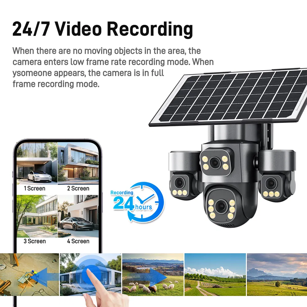 Aov Quad Vision 4G Camera - Night Vision Full Color Option - Large Capacity Battery - Voice Communication - PTZ - Cloud Storage - CE Certification - CCTV Camera