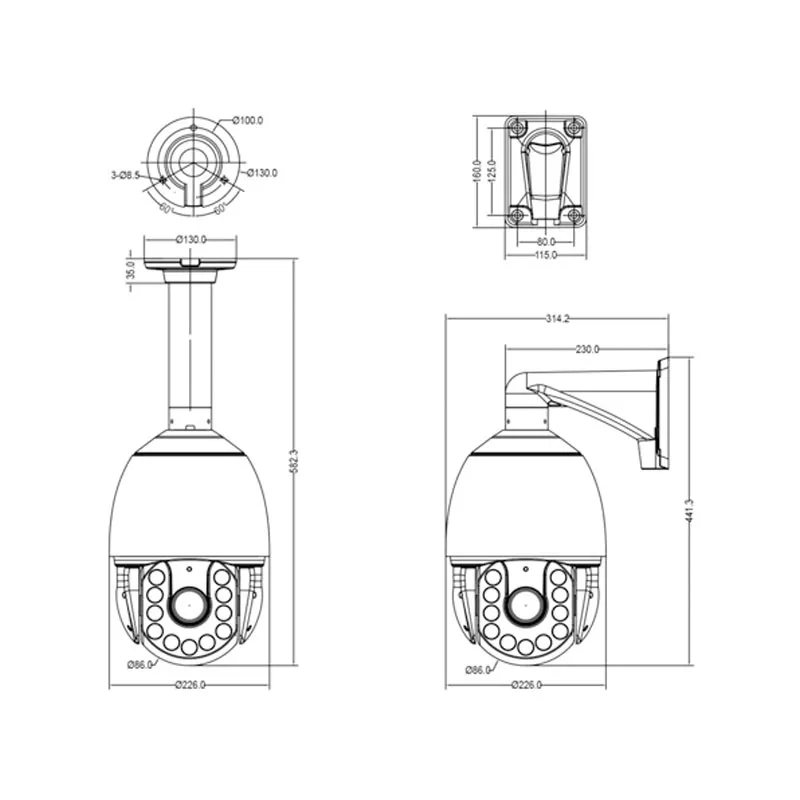 PTZ Camera Dimensions