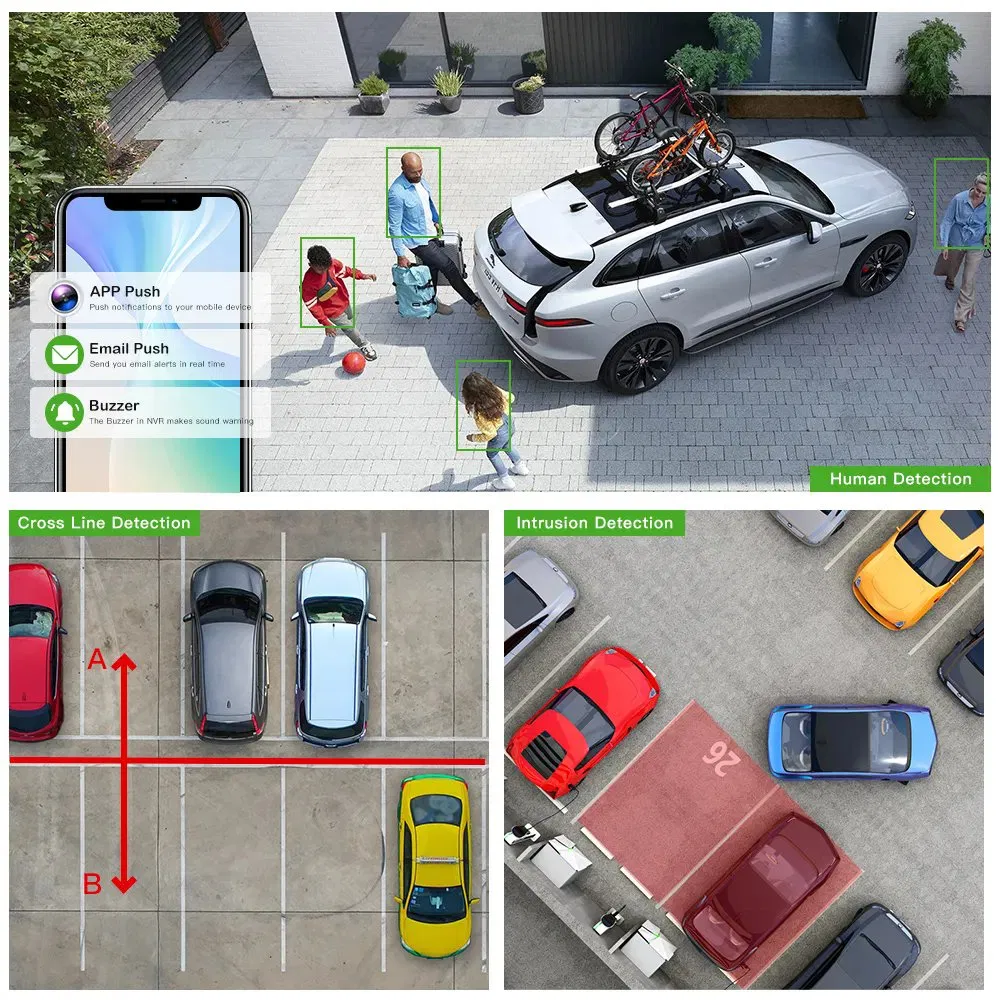 Gx-Hfx-M8s-K4 IP66 Waterproof Outdoor Turret Dome IP Camera Sets Dual Light Full Color Night Vision One-Way Audio P2p Poe Surveillance System