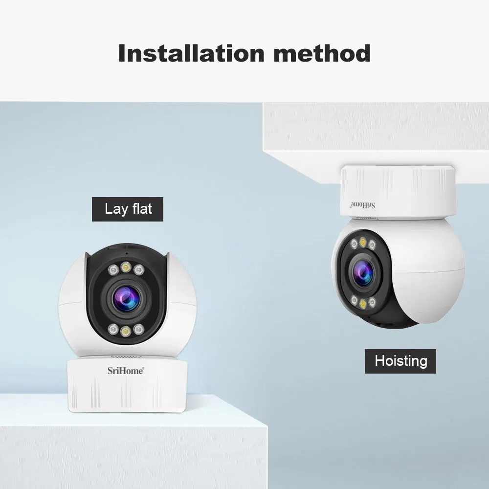 Srihome Sh046 4MP 5X Optical Zoom PTZ Camera 2.4G / 5g WiFi H. 265 Video Surveillance Camera - EU Plug