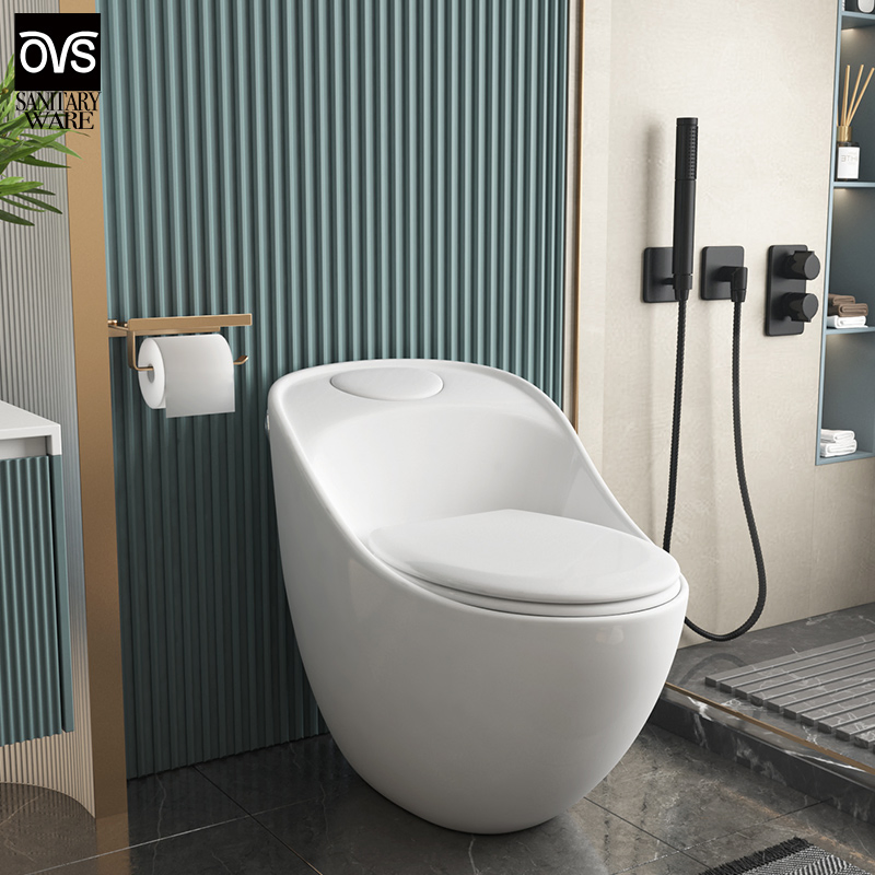 New Design Egg Shape Hidden Water Tank One Piece Toilet Water Close Siphonic Flushing Bathroom Toilet Ins Style