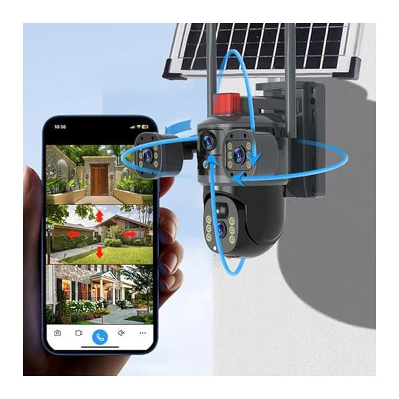 4G Solar Security Camera with Triple Lens, 6MP HD, Full Color Night Vision