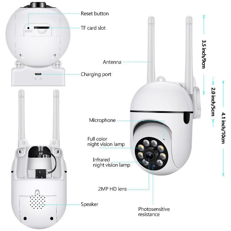 Rusin Vision 2026 High-Quality 1080P Wireless IP CCTV Camera Two-Way Audio 5g Security WiFi Camera Support Google and Alexa