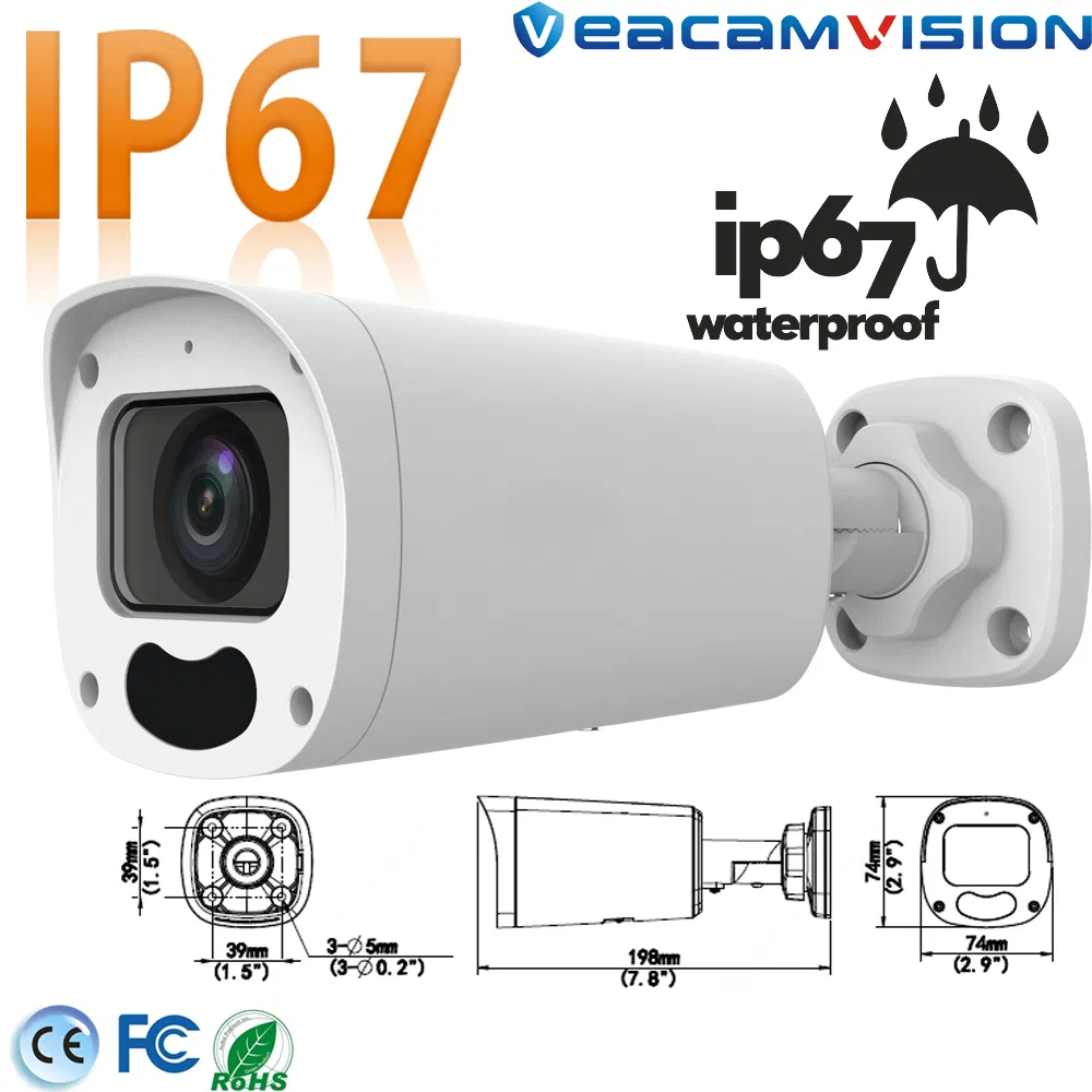 SD Card Slot Bullet IP67 Outdoor Waterproof WiFi 4G IP Network Camera with Built-in Mic and Poe Power