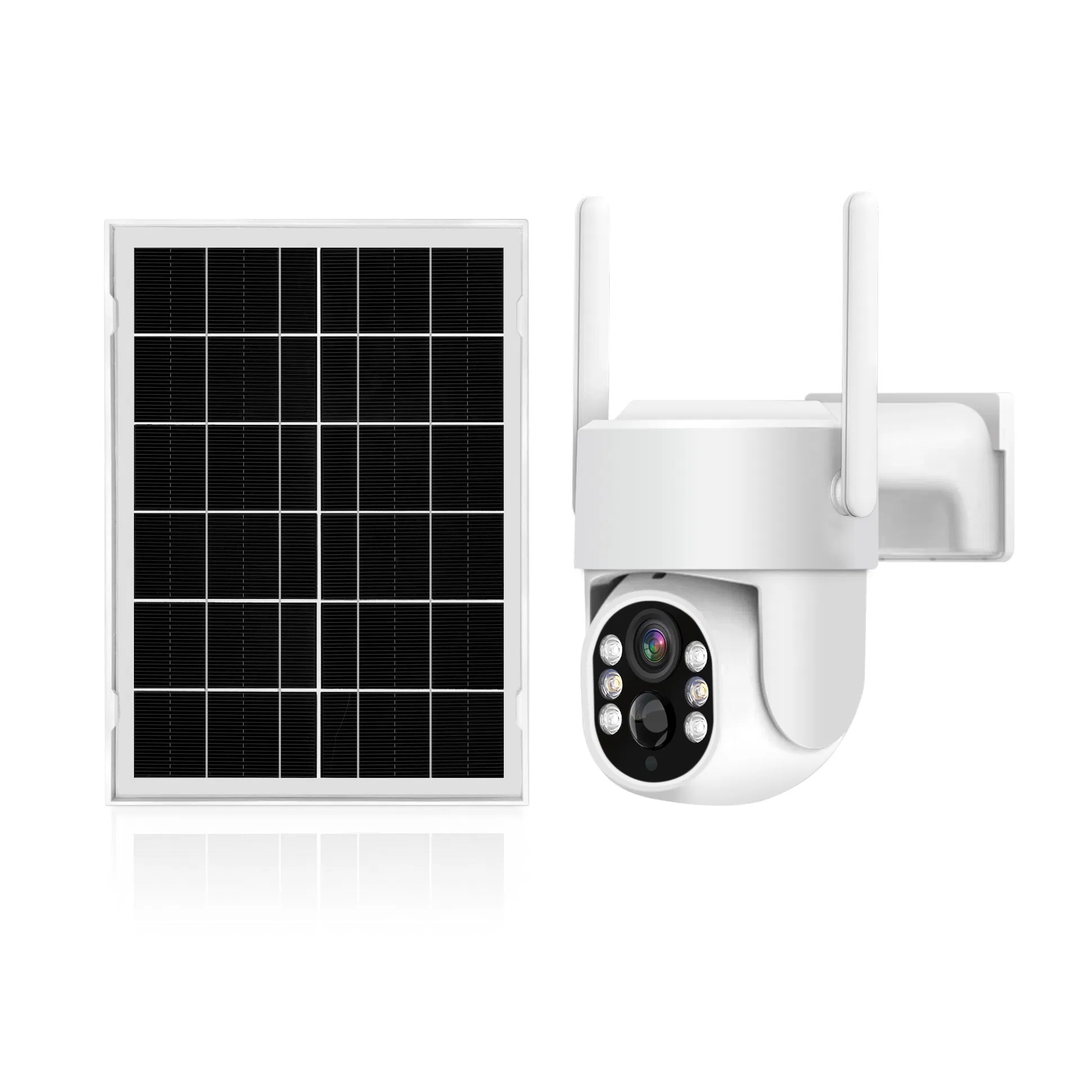 Wide View IR/Warm LED Double Light 4MP Full Color PTZ Solar 4G Camera Wireless Outdoor Smart Solar Panel Battery Security 4G Night Vision Waterproof Camera