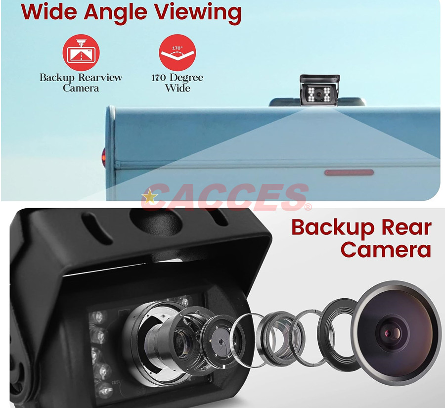 Dash Cam Recorder DVR for Trucks 7 Inch Monitor Blackbox Rear Camera View Full Color Ahd 1080P Video Security Loop Camcorder Night Vision Audio Record Micro SD