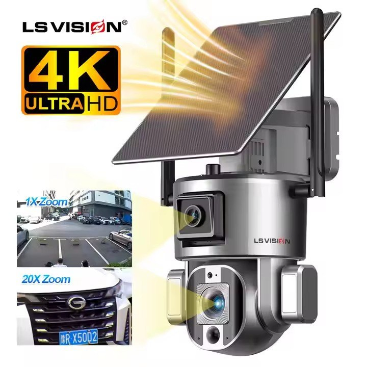 4G Solar Security Camera 4K 20X Optical Zoom Face Human Recognition Night Vision Full Color IP Solar CCTV Camera