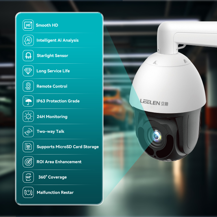 Leelen 2MP IP Security Cameras Surveillance System Supports Storage Card IP63 Waterproof Outdoor Night Vision Security PTZ Camera