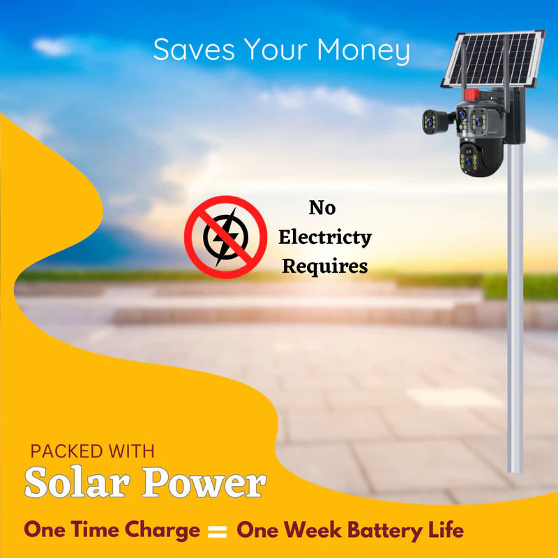 Solar CCTV Camera No WiFi Needed, 4G SIM Based, IP66 Waterproof