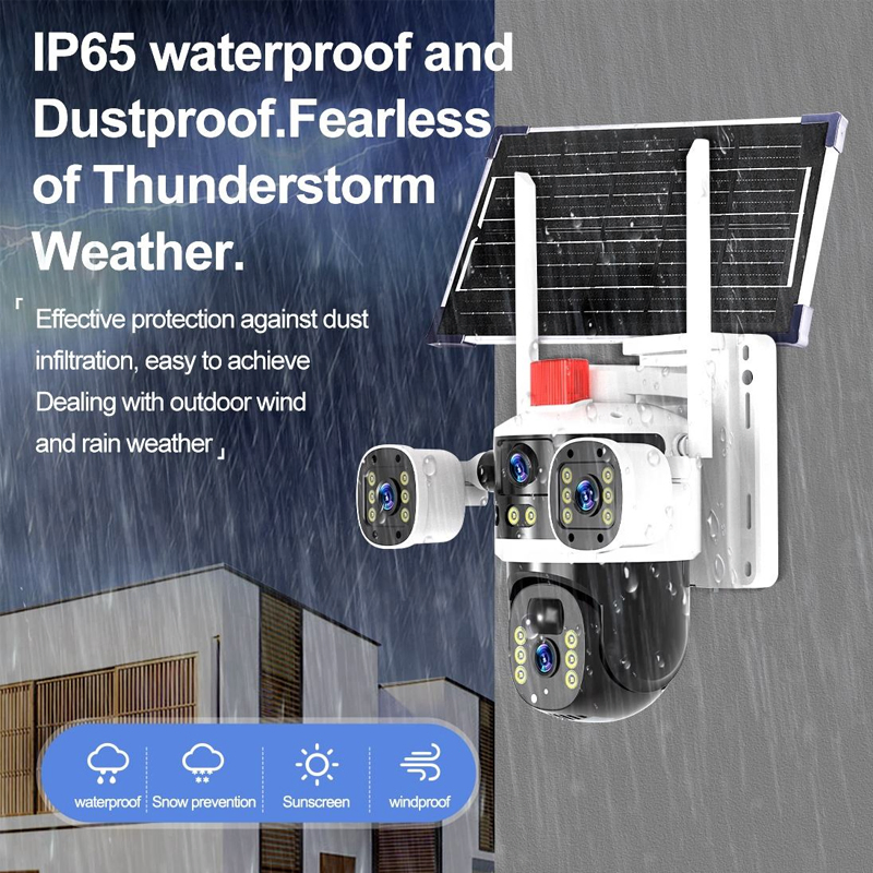 Factory Wholesale V380PRO 2K WiFi Outdoor Solar Security Camera 6MP Multiple Lens 3 Screen Night Vision PTZ Two-Way Audio Cloud