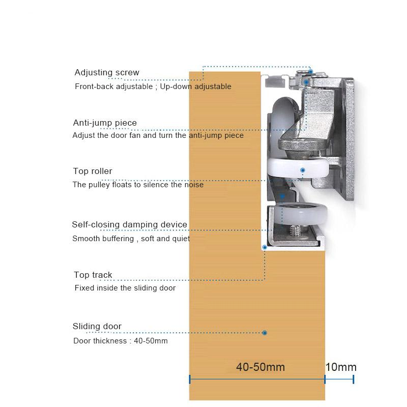Magic Hidden Track Concealed Barn Door Hardware Invisible Sliding Door Roller Set