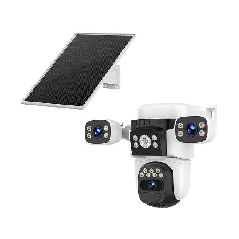 4K Dual-Lens Double Video Battery Solar Powered Camera WiFi CCTV Security Camera