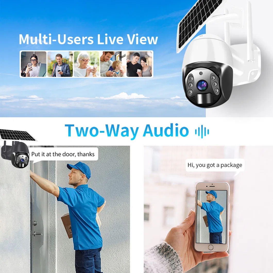 3MP PIR Tuya 4G/Wireless WiFi Outdoor Waterproof Solar PTZ CCTV Security IP Battery Camera