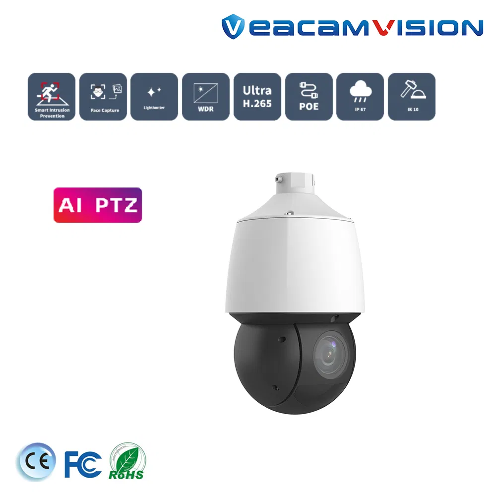 Network PTZ 100m IR 25X Zoom 4MP IP Poe Network Onvif Outdoor Security Video Waterproof IP67 Ik10 PTZ Speed Dome IP PTZ Camera with 25X Optical Zoom Af Lens
