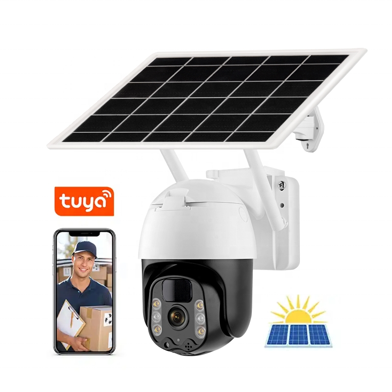2K Solar PTZ Security Camera with Tuya, PIR, Two-Way Audio SD/Cloud Storage