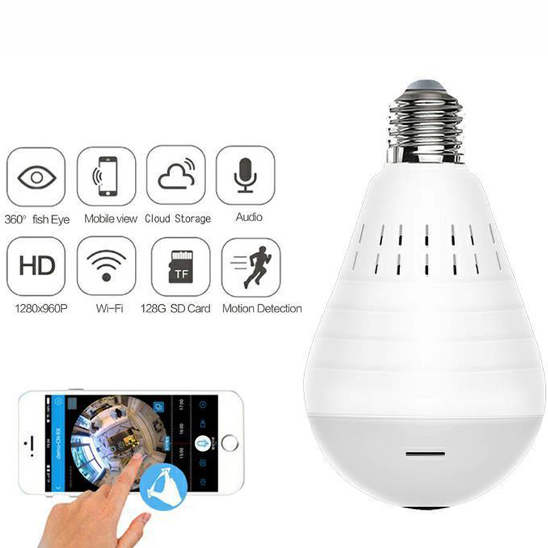 Bulb Light Wireless IP Camera Fisheye 960p 360 Degree CCTV Camera 1.3MP Home Security WiFi Camera Bulb (ec75) P12