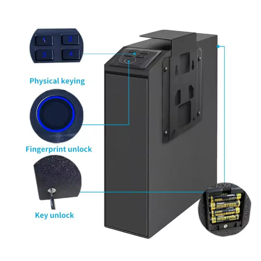 Automatic Pulling and Hanging Gun Box Hidden Safes for Home Biometric Fingerprint Hand Gun Auto-Open Steel Storage Safe Box