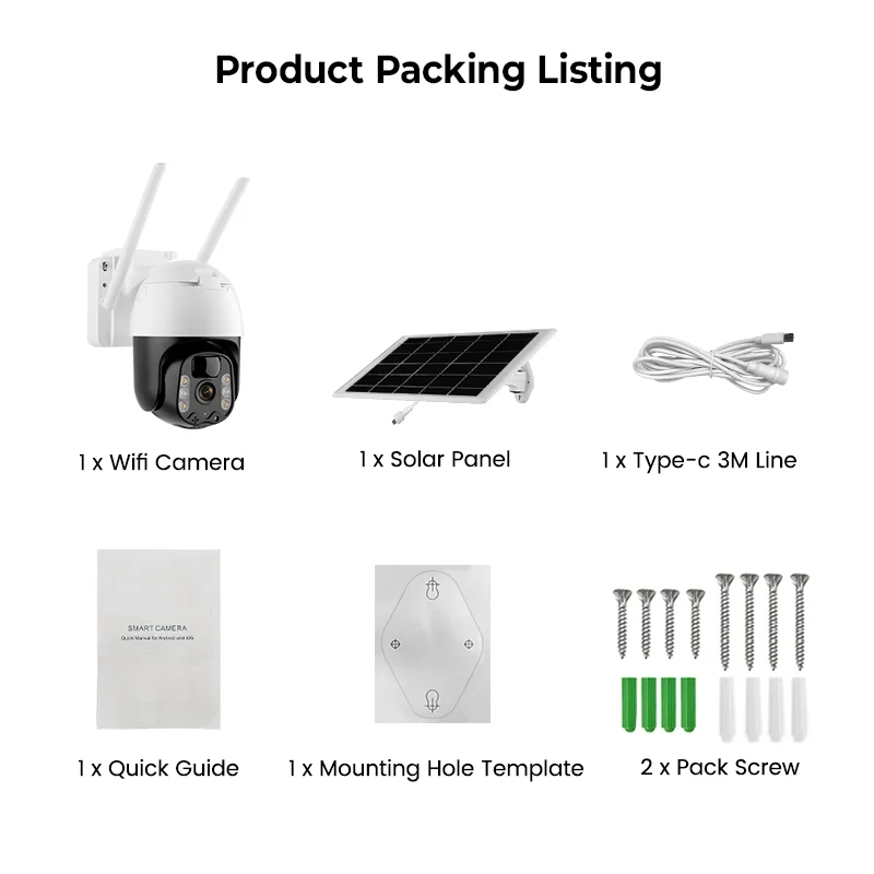 2K Solar PTZ Security Camera with Tuya, PIR, Two-Way Audio SD/Cloud Storage