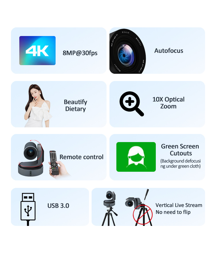 4K/30fps 20X Optical Zoom Ndi Optional HDMI / USB3.0 / IP PTZ Video Conference Camera Camera