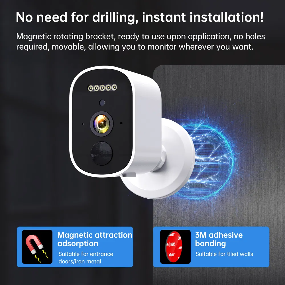 Battery-Powered Large-Capacity WiFi with Infrared Full-Color Night Vision, Two-Way Voice, Voice Alert, Outdoor Waterproof PTZ CCTV Camera